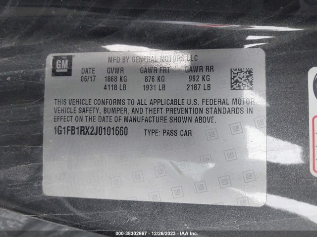 Chevrolet Camaro 1lt 2018 1G1FB1RX2J0101660 Image 9