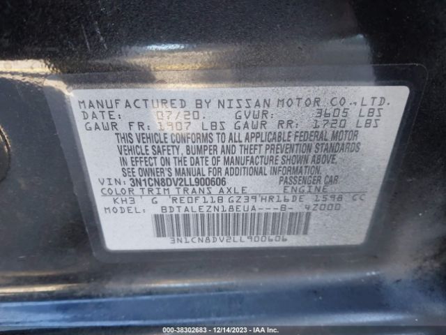 3N1CN8DV2LL900606 Nissan Versa S Xtronic Cvt