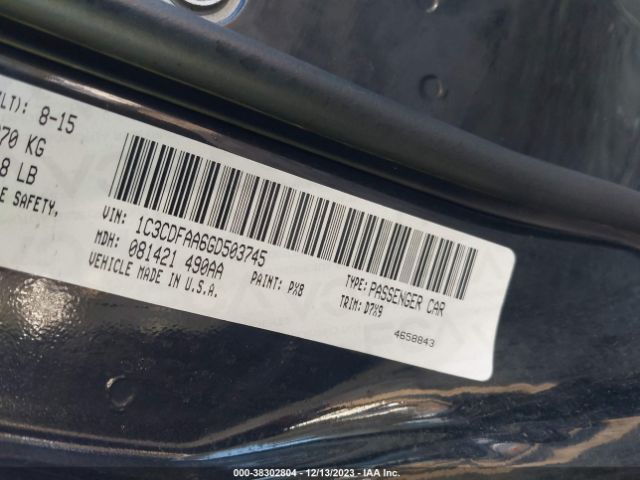1C3CDFAA6GD503745 Dodge DART SE