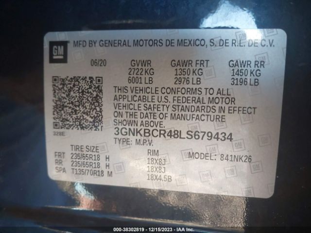 3GNKBCR48LS679434 Chevrolet Blazer Lt