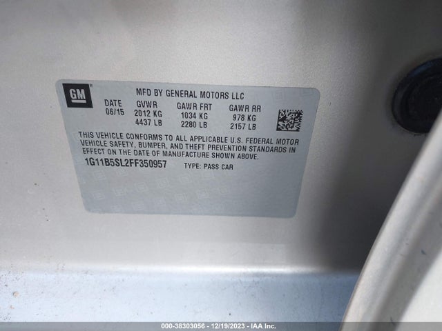 Chevrolet MALIBU LS 2015 1G11B5SL2FF350957 Image 9
