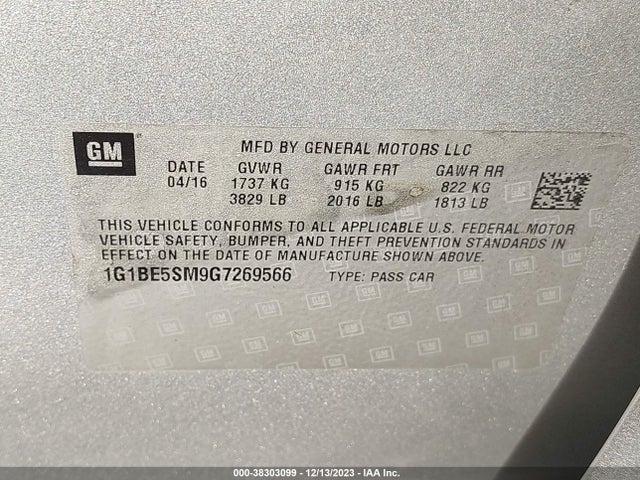 Chevrolet Cruze Lt Auto 2016 1G1BE5SM9G7269566 Image 9