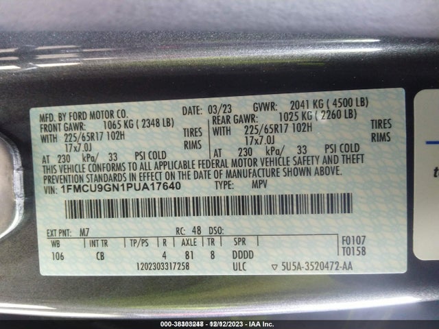 Ford Escape Active 2023 1FMCU9GN1PUA17640 Image 9