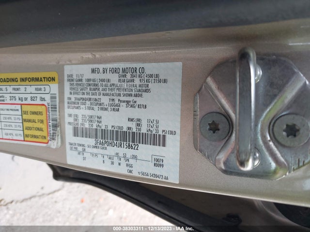 Ford FUSION SE 2018 3FA6P0HD4JR158622 Image 9