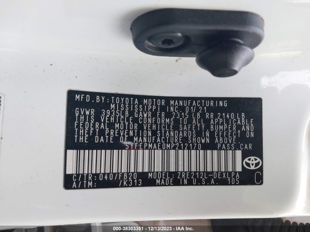 Toyota COROLLA LE 2021 5YFEPMAE0MP212170 Image 21