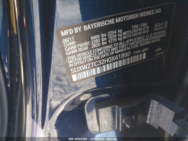 5UXWZ7C32H0X41890 BMW X3 Sdrive28i