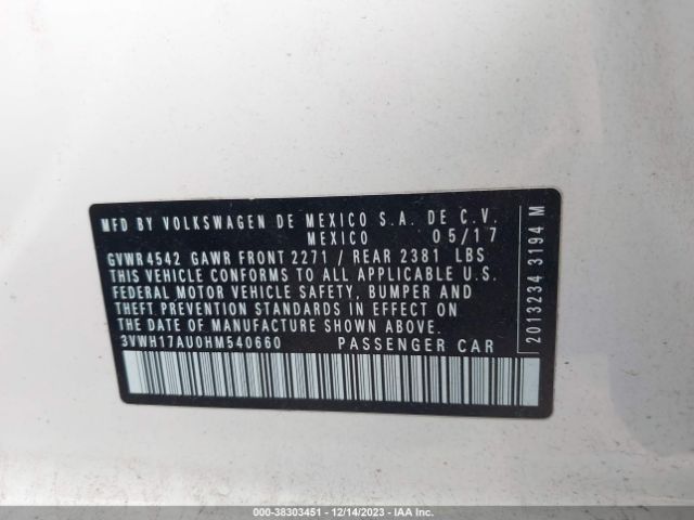 3VWH17AU0HM540660 Volkswagen Golf Alltrack Tsi S/tsi Se/tsi Sel