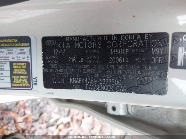 KIA FORTE LX 2015 KNAFK4A69F5373500 Image 9