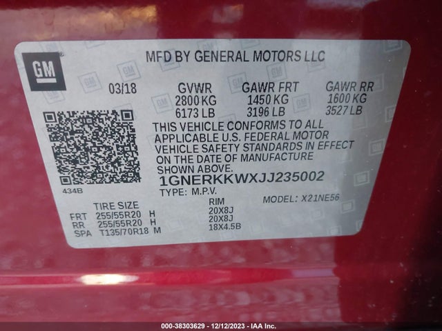 Chevrolet Traverse Premier 2018 1GNERKKWXJJ235002 Image 9