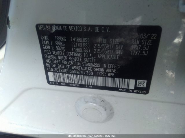 2022 HONDA HR-V 3CZRU6H55NM767369 Photo 8