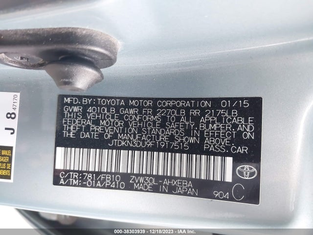 Toyota Prius Three 2015 JTDKN3DU9F1917515 Image 9