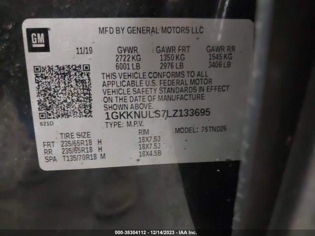 GMC Acadia Awd Slt 2020 1GKKNULS7LZ133695 Image 9