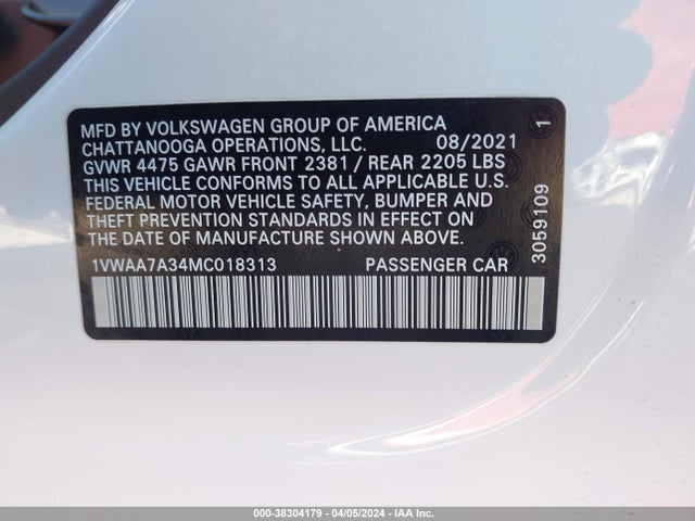 1VWAA7A34MC018313 Volkswagen Passat 2.0t S