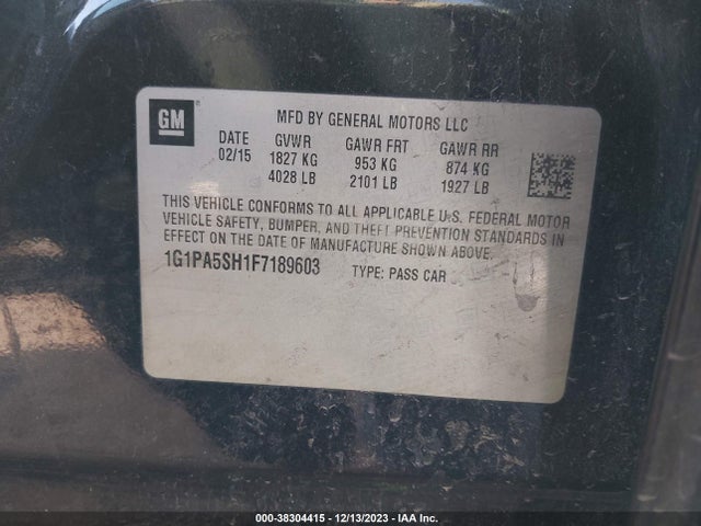 Chevrolet Cruze Ls Auto 2015 1G1PA5SH1F7189603 Image 9