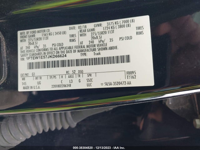 Ford F-150 Xlt 2018 1FTEW1E57JKD66624 Image 9