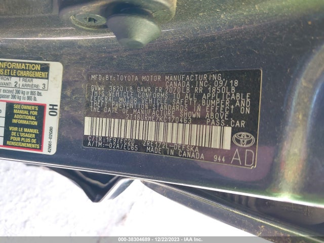 Toyota COROLLA SE 2019 2T1BURHE7KC170463 Image 9