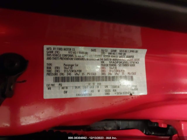2014 FORD FOCUS SE VIN: 1FADP3K25EL179743