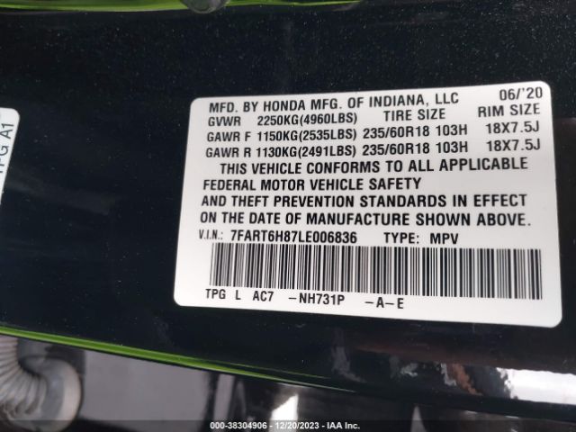 7FART6H87LE006836 Honda Cr-v Hybrid Ex-l