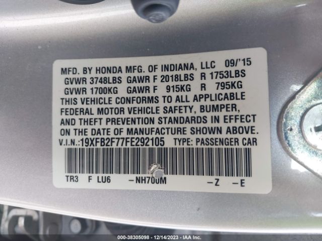 19XFB2F77FE292105 Honda CIVIC SE