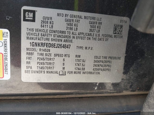 Chevrolet Traverse Ls 2014 1GNKRFED8EJ264847 Image 9