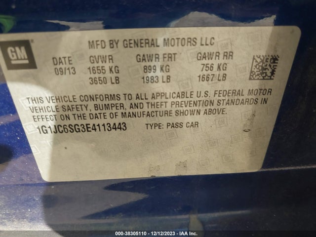 Chevrolet Sonic Lt Auto 2014 1G1JC6SG3E4113443 Image 9