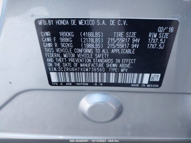 3CZRU6H7XGM736560 Honda Hr-v Ex-l