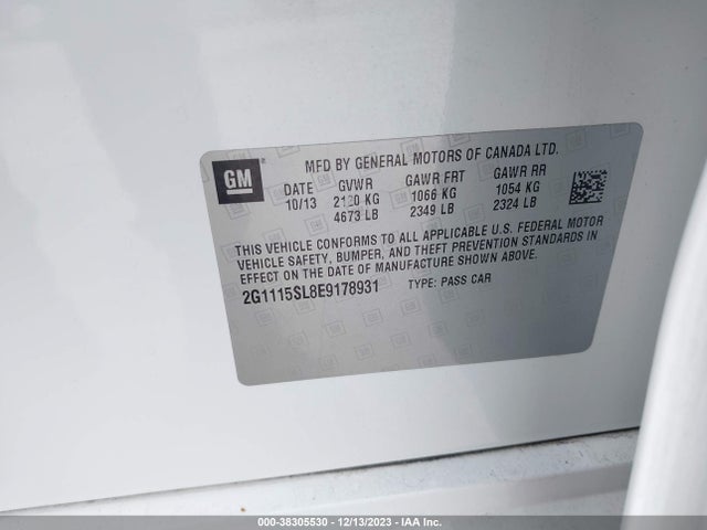 Chevrolet IMPALA 1LT 2014 2G1115SL8E9178931 Image 9