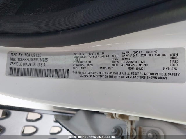 RAM 1500 Trx  4x4 5'7 Box 2022 1C6SRFU96NN184985 Image 9