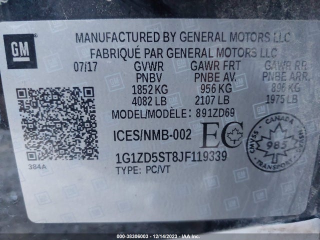 Chevrolet MALIBU LT 2018 1G1ZD5ST8JF119339 Image 9