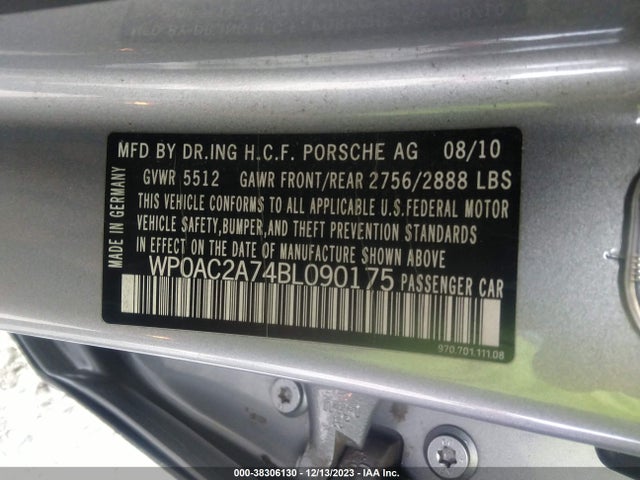 2011 PORSCHE PANAMERA WP0AC2A74BL090175 Photo 8