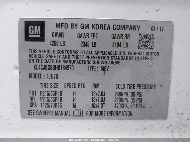 KL4CJBSB0HB184970 Buick Encore Preferred Ii