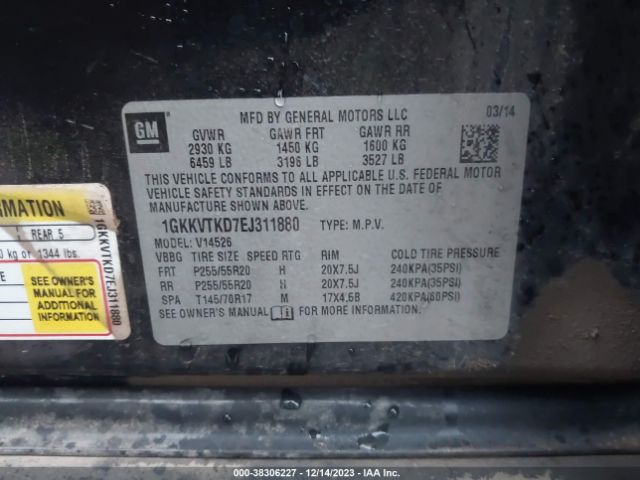 1GKKVTKD7EJ311880 GMC Acadia Denali