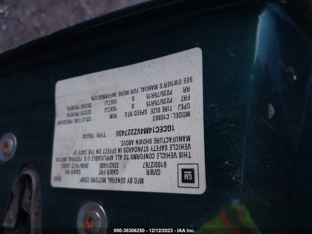 1997 CHEVROLET C/K 1500 SILVERADO FLEETSIDE VIN: 1GCEC14M4VZ227436