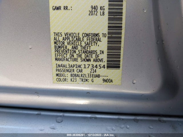 Nissan Altima 2.5 Sl 2017 1N4AL3AP1HC173454 Image 9