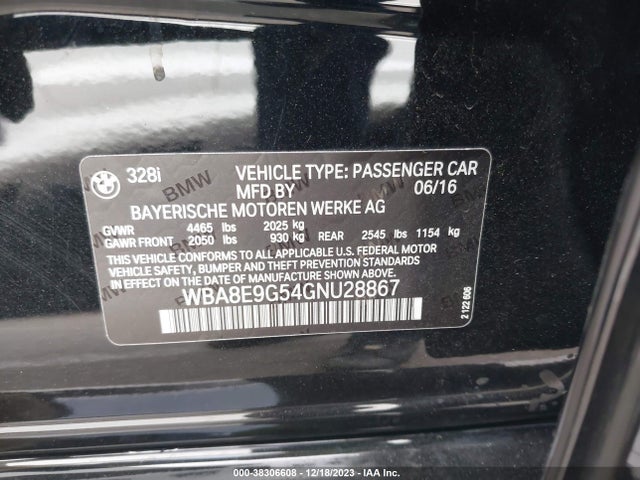 WBA8E9G54GNU28867 BMW 328I