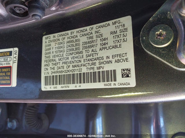 Honda CR-V LX 2019 2HKRW6H32KH201122 Image 9