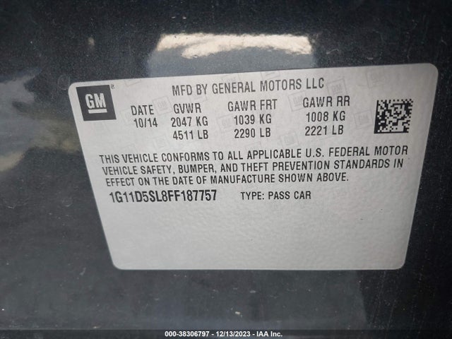 Chevrolet MALIBU 2LT 2015 1G11D5SL8FF187757 Image 9