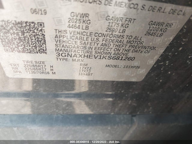 Chevrolet EQUINOX LS 2019 3GNAXHEV1KS681260 Image 9