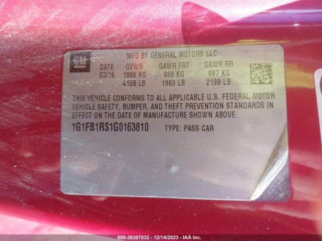 2016 CHEVROLET CAMARO 1G1FB1RS1G0163810 Photo 8