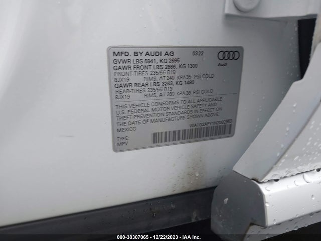 2022 AUDI Q5 PREMIUM 55 TFSI E S LINE QUATTRO S TRONIC VIN: WA1G2AFY1N2082953