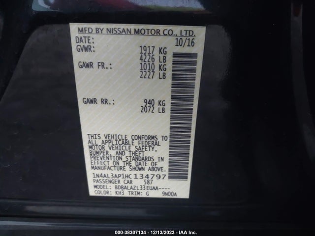 Nissan ALTIMA 2.5 2017 1N4AL3AP1HC134797 Image 20