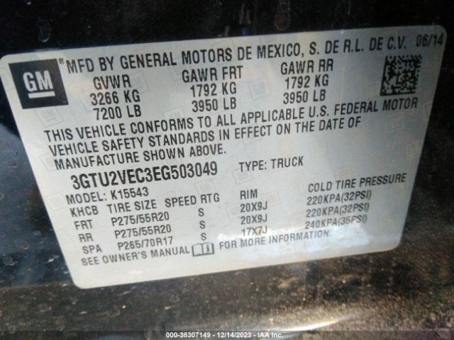 3GTU2VEC3EG503049 GMC Sierra 1500 Slt