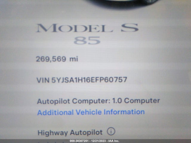 5YJSA1H16EFP60757 Tesla Model S P85