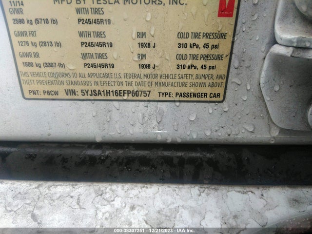 5YJSA1H16EFP60757 Tesla Model S P85