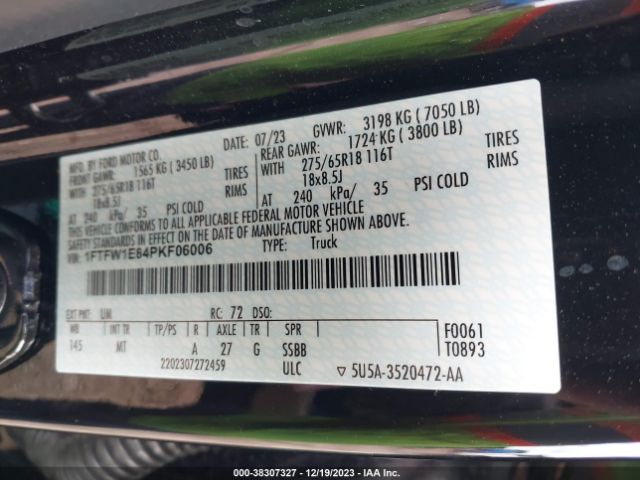 1FTFW1E84PKF06006 Ford F-150 Xlt