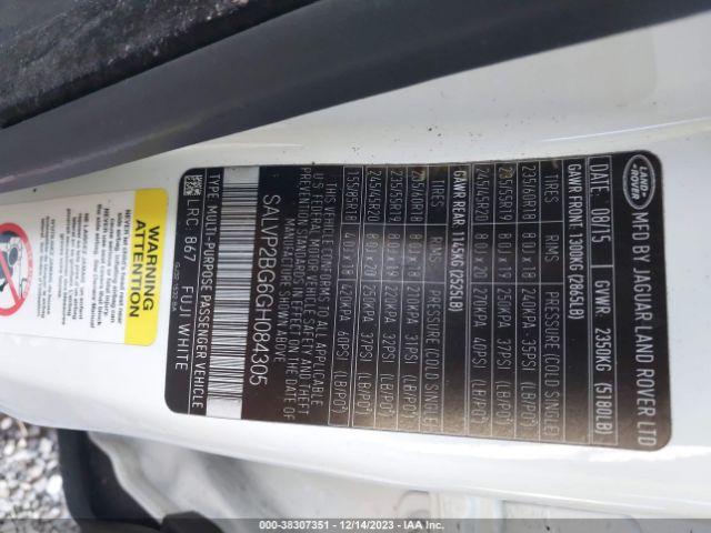 SALVP2BG6GH084305 Land Rover Range Rover Evoque Se/se Premium