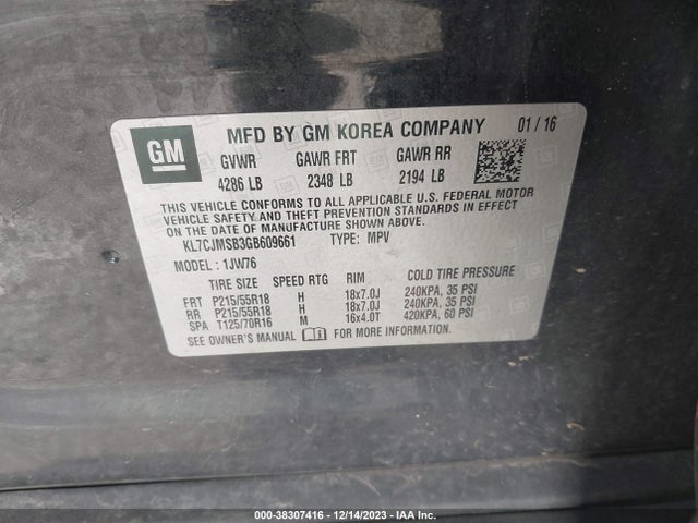 Chevrolet TRAX LTZ 2016 KL7CJMSB3GB609661 Image 9