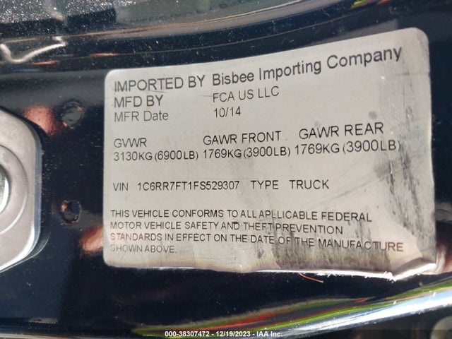RAM 1500 St 2015 1C6RR7FT1FS529307 Image 9