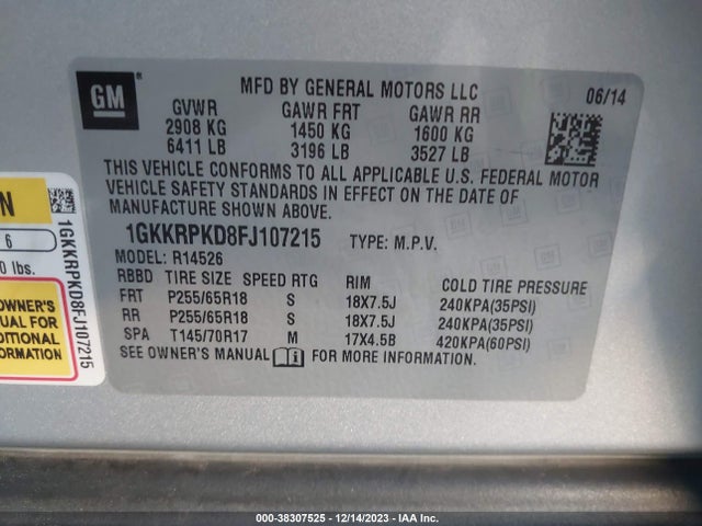 GMC Acadia Sle-2 2015 1GKKRPKD8FJ107215 Image 9