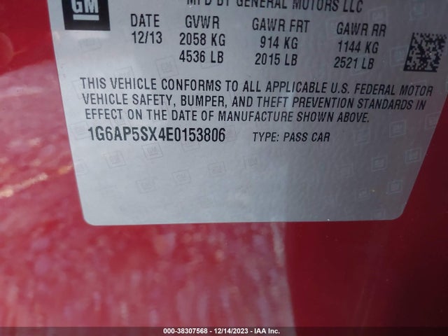 Cadillac Cts Standard 2014 1G6AP5SX4E0153806 Image 9